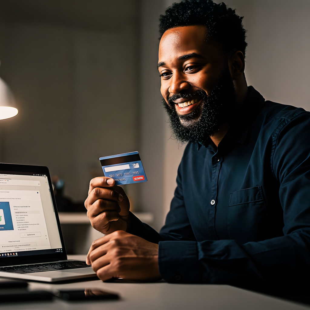 Writer making a secure online purchase for AI writing course.