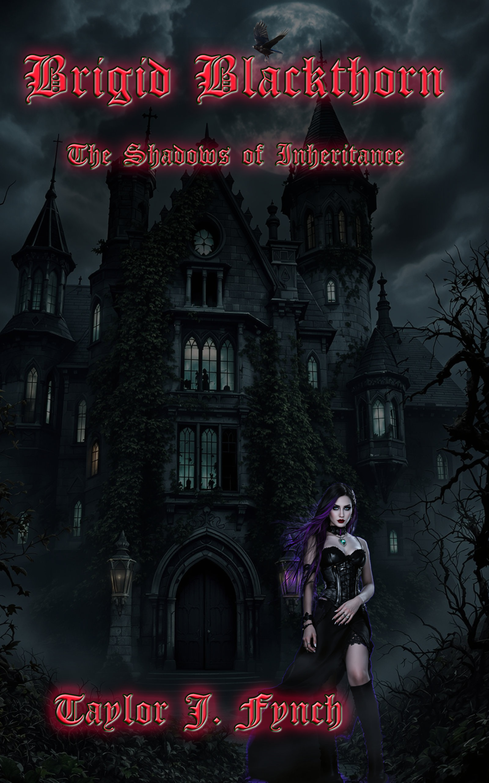 Book cover for Brigid Blackthorn: The Shadows of Inheritance featuring dark, moody tones and symbolic imagery.